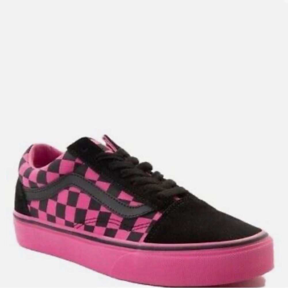 New Old Skool Vans, Pink & Black Checkered (Never Worn)